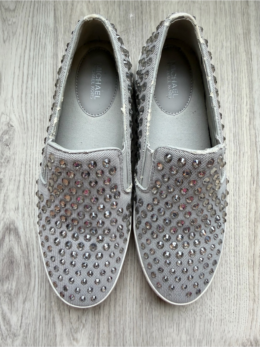 Michael Kors - Women's Slip-On Studded Moccasins In Light Gray - Size 6